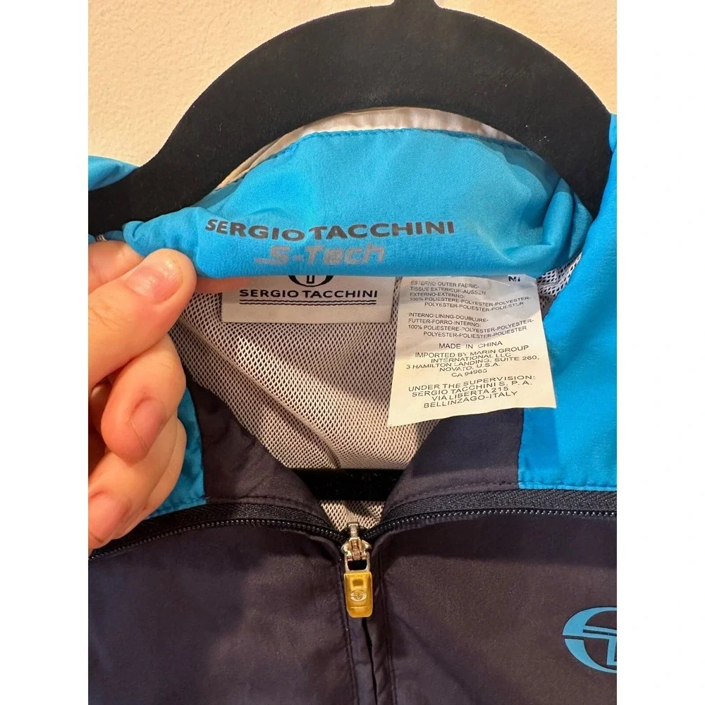 SERGIO TACCHINI Men's‎ Icona Windbreaker Jacket Navy S-Tech Sport Retro Sz 42